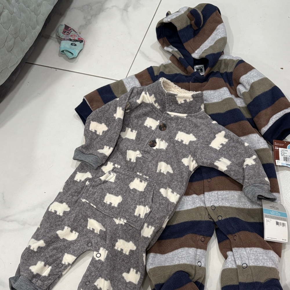 Carter's Gray and Blue Striped One Piece Set
